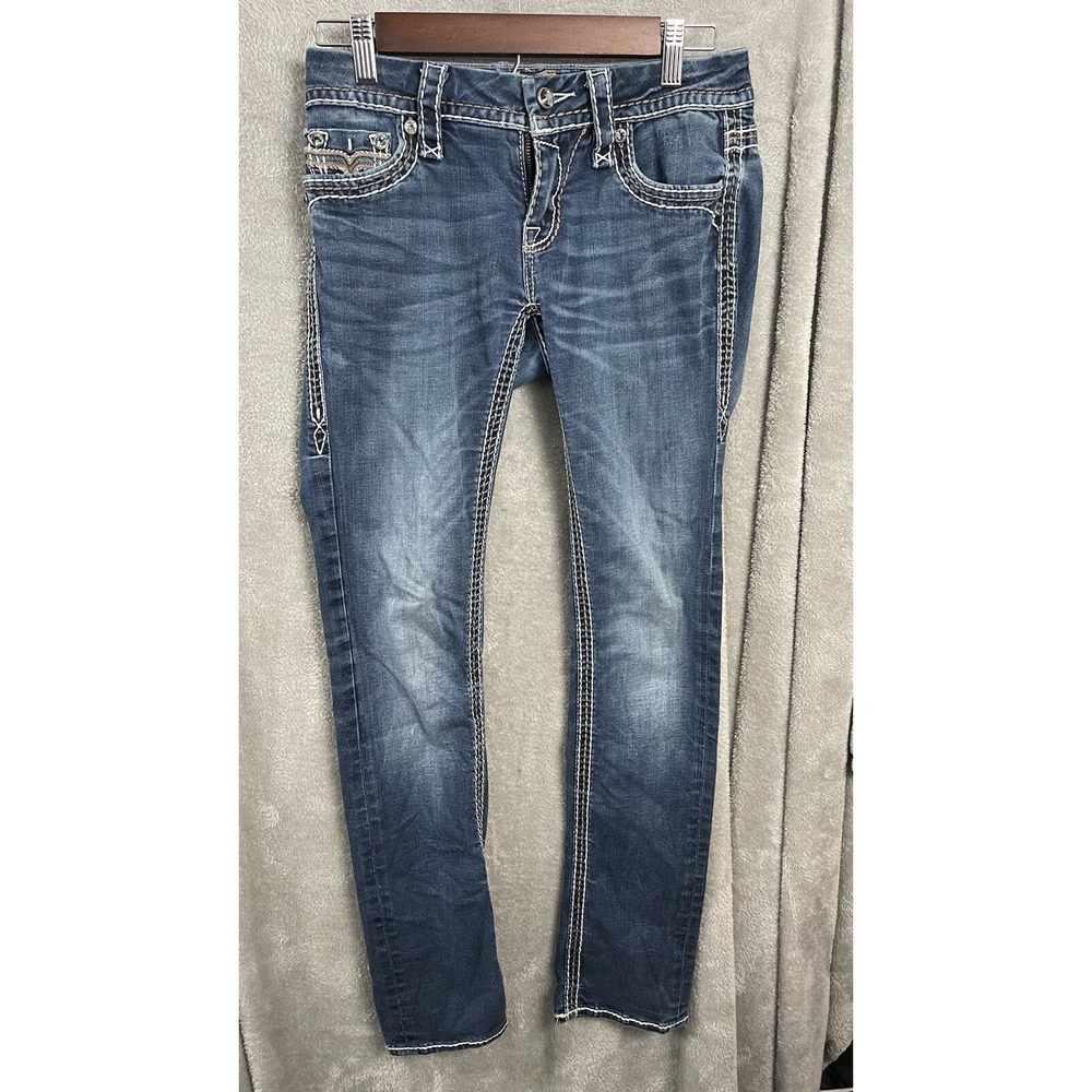 Rock Revival Womens Avery Jeans size 26 Rhinestone Stud Western Denim Straight